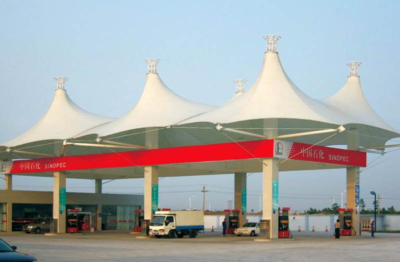 膜結構加油站有什么優點？為什么加油站頂棚優先選擇膜結構？