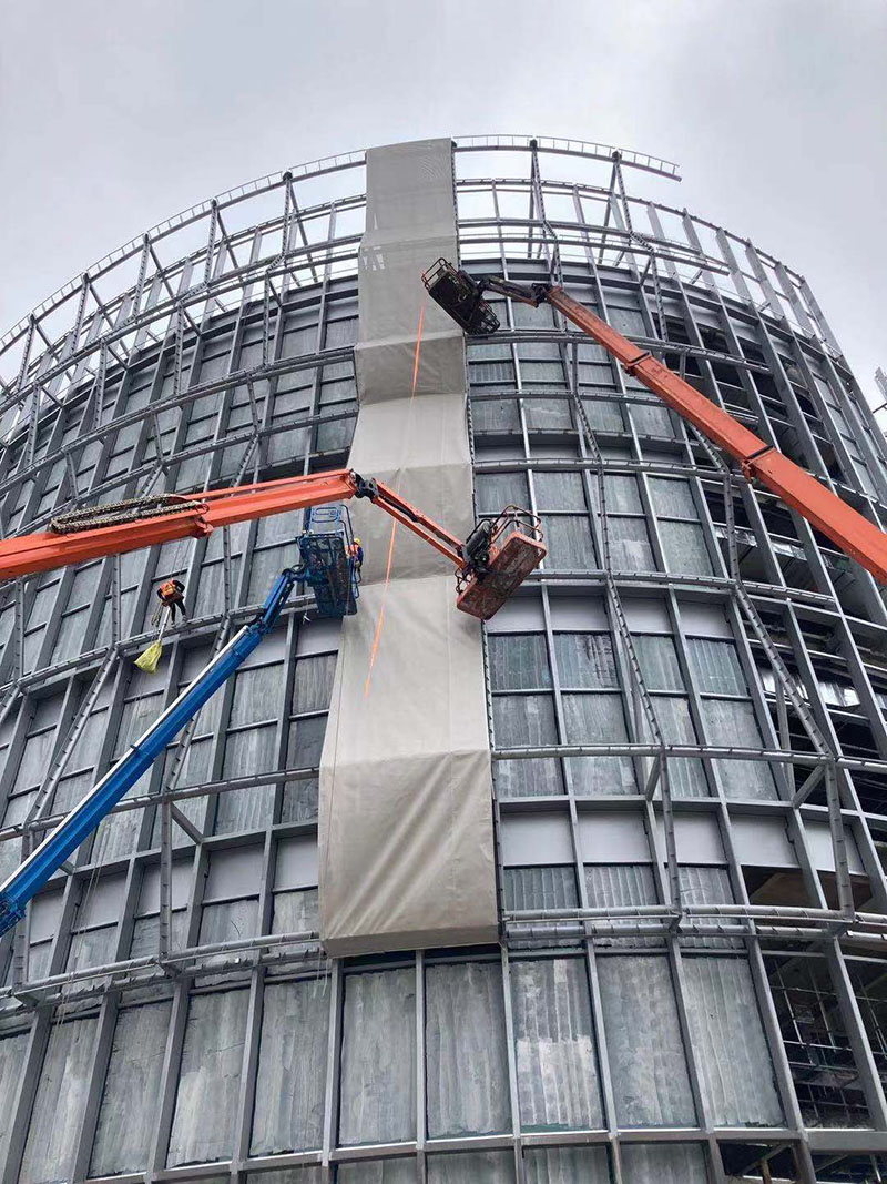 萬豪空間結構員工到紹興國際會展中心PTFE外立面網格膜項目學習交流 萬豪空間結構員工到紹興國際會展中心PTFE外立面網格膜項目學習交流