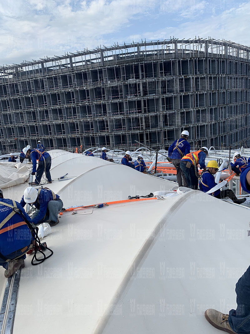 萬豪空間結構員工到杭州亞運會棒（壘）球體育文化中心膜結構項目學習交流