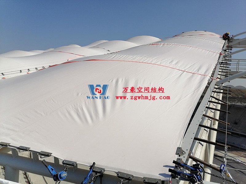 襄陽奧體中心膜結構工程接近尾聲 襄陽奧體中心膜結構工程接近尾聲