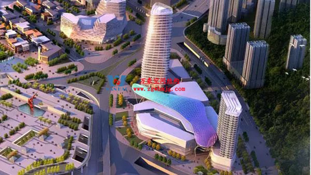 遵義高鐵新城上的一條鋼膜結(jié)構(gòu)“長龍” 遵義高鐵新城上的一條鋼膜結(jié)構(gòu)“長龍”