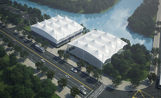 溫州惠民路西側綠地球場鋼膜結構工程